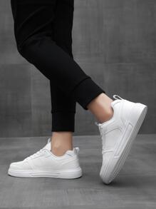 男士字母圖案前綁帶運動戶外板鞋 - 白色 - 查看 2