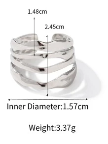 Uworld 1pc Casual Hollow Out Stainless Steel Cuff Ring Minimalist Geometric Opening Rings Women Holiday Jewelry Daily Decoration