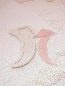 1 件月亮和云朵形状 DIY 模具，适用于粘土、树脂、聚合物粘土工艺品 - 米色 - 查看 3