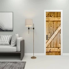 1 nhãn dán cửa hoa văn vân gỗ - Màu vàng - Xem 3
