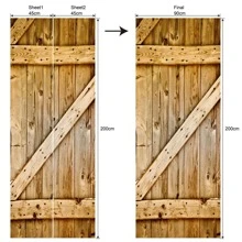 1 nhãn dán cửa hoa văn vân gỗ - Màu vàng - Xem 7