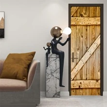 1 nhãn dán cửa hoa văn vân gỗ - Màu vàng - Xem 10