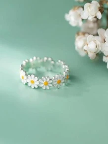 Flower Decor Cuff Ring Valentines,Mom,Mother,Mother's Day,Gift - Daisy - View 2