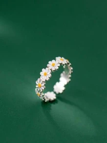 Flower Decor Cuff Ring Valentines,Mom,Mother,Mother's Day,Gift - Daisy - View 1