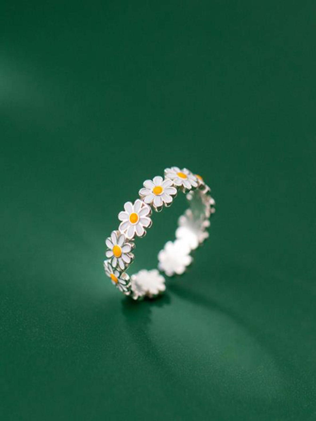 Flower Decor Cuff Ring Valentines,Mom,Mother,Mother's Day,Gift - Daisy - View 1