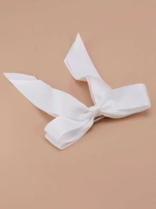 1 kẹp tóc nơ ruy băng hai lớp bóng loáng có đầu nhọn, phụ kiện tóc thời trang và thanh lịch phù hợp cho mọi dịp kẹp tóc kẹp tóc - trắng - Xem 3