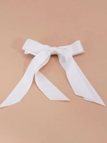 1 kẹp tóc nơ ruy băng hai lớp bóng loáng có đầu nhọn, phụ kiện tóc thời trang và thanh lịch phù hợp cho mọi dịp kẹp tóc kẹp tóc - trắng - Xem 2