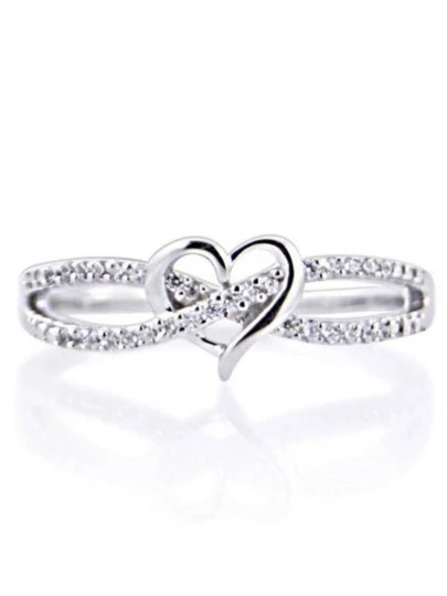 1pc Elegant Heart Shaped Rhinestone Decorated Ring, Suitable For Women's Daily, Party, Celebration Events, Gift Valentines,Mom,Mother,Mother's Day,Gift