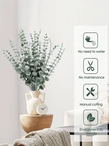 12/15/24pcs Eucalyptus Stems Decor Artificial Eucalyptus Leaves Faux Greenery Branches For Wedding Centerpiece Flower Floral Arrangement Farmhouse Home Decoration, Valentine Day, Gift Gifts Birthday Graduation,Garden Decor,Outdoor Plant,Gardening,Fake Flowers