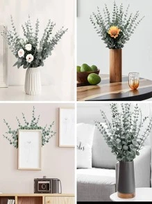 12/15/24pcs Eucalyptus Stems Decor Artificial Eucalyptus Leaves Faux Greenery Branches For Wedding Centerpiece Flower Floral Arrangement Farmhouse Home Decoration, Valentine Day, Gift Gifts Birthday Graduation,Garden Decor,Outdoor Plant,Gardening,Fake Flowers