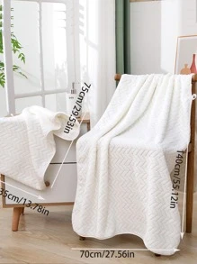 1pc Embroidered Bath Towel 70cm X 140cm - White - View 3