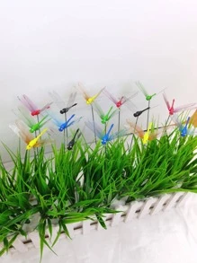 10入組/套蜻蜓形狀裝飾花園卡通塑膠家居飾品適用於花園 - 彩色 - 查看 2