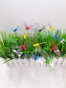 10入組/套蜻蜓形狀裝飾花園卡通塑膠家居飾品適用於花園 - 彩色 - 查看 3