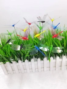 10入組/套蜻蜓形狀裝飾花園卡通塑膠家居飾品適用於花園 - 彩色 - 查看 1