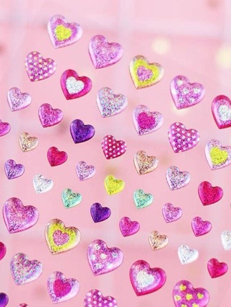 1 st Hjärtmönster blandat klistermärke, dekorativa multifunktionsdekal för DIY-hantverk, handkontodekoration