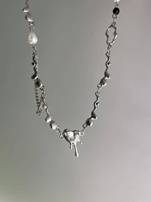 Vòng cổ trang trí hình trái tim và ngọc trai giả Valentine, Mẹ, Mẹ, Ngày của Mẹ, Quà tặng - trắng - Xem 4