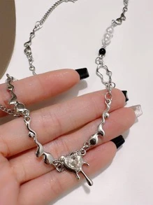 Vòng cổ trang trí hình trái tim và ngọc trai giả Valentine, Mẹ, Mẹ, Ngày của Mẹ, Quà tặng - trắng - Xem 5