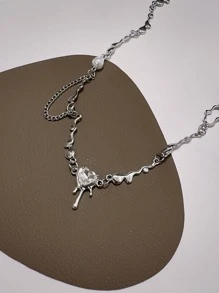 Vòng cổ trang trí hình trái tim và ngọc trai giả Valentine, Mẹ, Mẹ, Ngày của Mẹ, Quà tặng - trắng - Xem 8