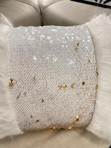 1入組亮片裝飾靠墊套不附帶極簡風格滌綸裝飾抱枕套適用於活家庭裝飾 - 白色 - 查看 4