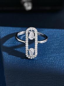 Cubic Zirconia Decor Ring - Silver - View 3