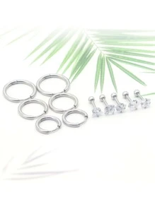 11 cái/bộ Bông tai trang trí bằng kim cương giả - Bạc - Xem 3