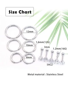 11 cái/bộ Bông tai trang trí bằng kim cương giả - Bạc - Xem 1