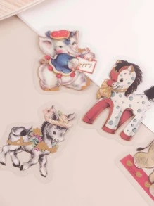 30 piezas Calcomanía con estampado de dibujos animados clasificado dulce para estudiantes - Multicolor - Ver 3