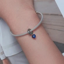 WOSTU Cubic Zirconia Heart Sterling Silver DIY Bead - Silver - View 3