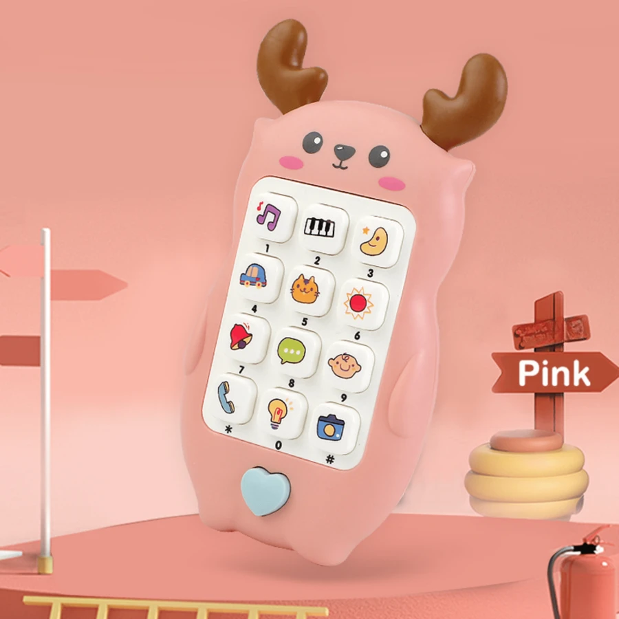 Cartoon Phone Toy Music Sound Telephone Sleeping Toys, Simulation Phone For Kids Early Educational Toy Kids Gifts( Accessories Color Random)School, Student,Stationery,School Supplies - Pink - View 1