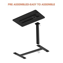 FlexiSpot Height Adjustable Overbed Bedside Table Home Office Laptop Table Medical Standing Desk Computer Desk WorkStation Cart Side Table with Wheels for Sofa,Bed,Hospital - Black - View 3