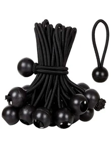 10pcs Black Plastic Wear-Resistant Camping Elastic Binding Rope - Black - View 1