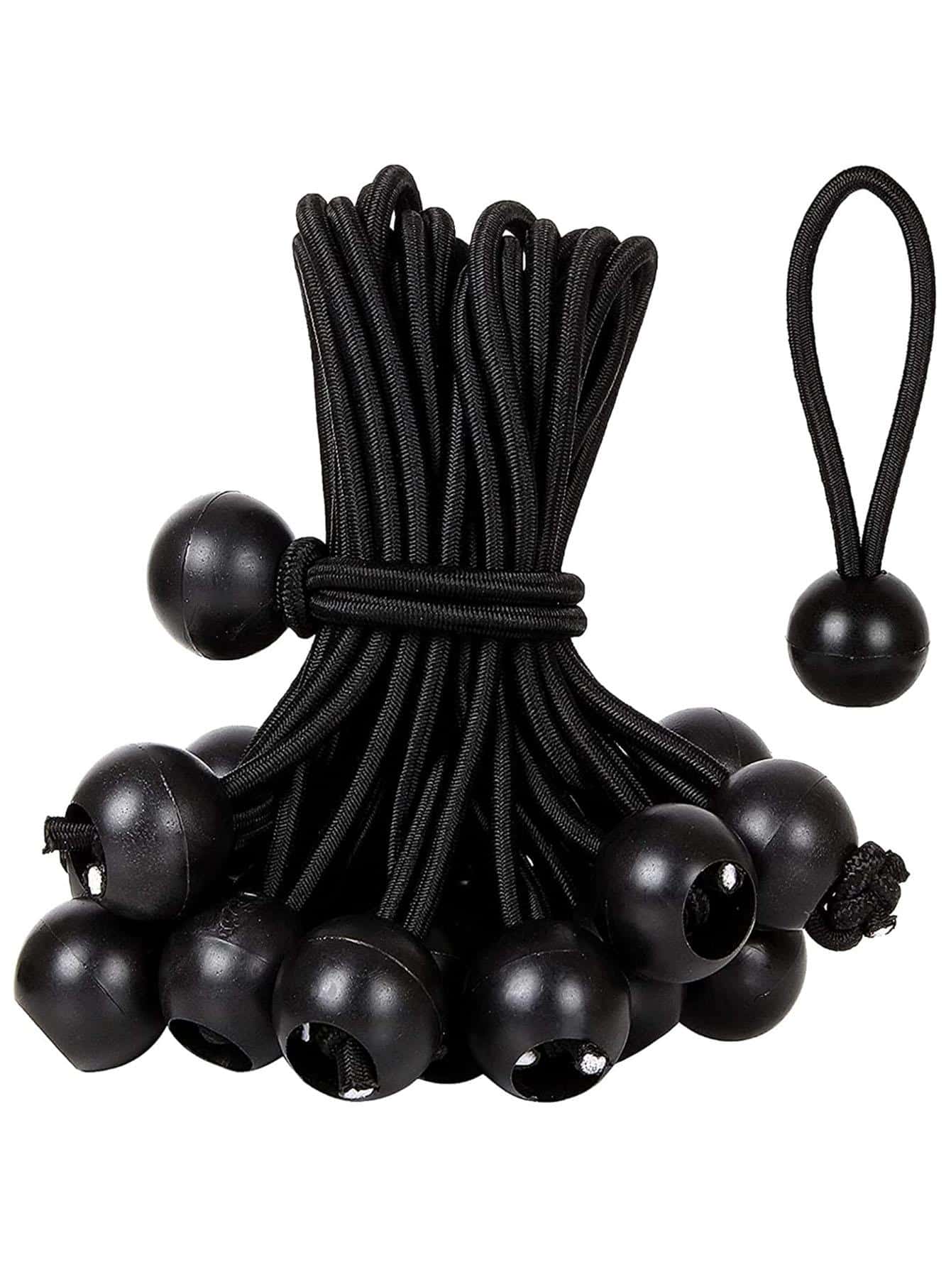 10pcs Black Plastic Wear-Resistant Camping Elastic Binding Rope - Black - View 1