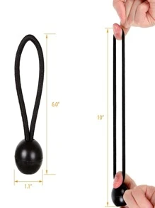 10pcs Black Plastic Wear-Resistant Camping Elastic Binding Rope - Black - View 3