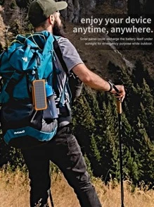 Solar Power Bank, Portable Charger 30000mAh PD 18W QC3.0 Fast Charging with USB Type C 4 Outputs Dual Inputs, Battery Pack with IP55 Waterproof Bright Flashlight for iPhone Android Cell Phones - Orange - View 11