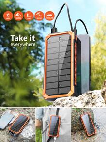 Solar Power Bank, Portable Charger 30000mAh PD 18W QC3.0 Fast Charging with USB Type C 4 Outputs Dual Inputs, Battery Pack with IP55 Waterproof Bright Flashlight for iPhone Android Cell Phones - Orange - View 4