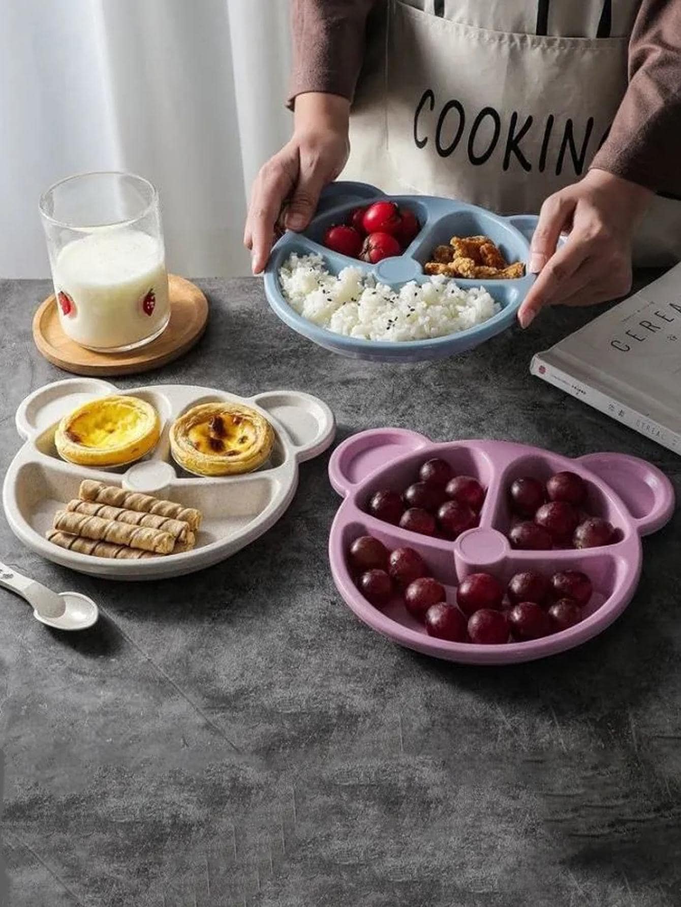 1 件卡通耳朵设计盘子、厨房、圣诞礼物、学校用品 - 彩色 - 查看 1