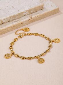 Tree Chi tiết Round Charm Bracelet - Vàng - Xem 1