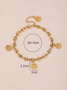 Tree Chi tiết Round Charm Bracelet - Vàng - Xem 2