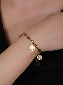Tree Chi tiết Round Charm Bracelet - Vàng - Xem 4
