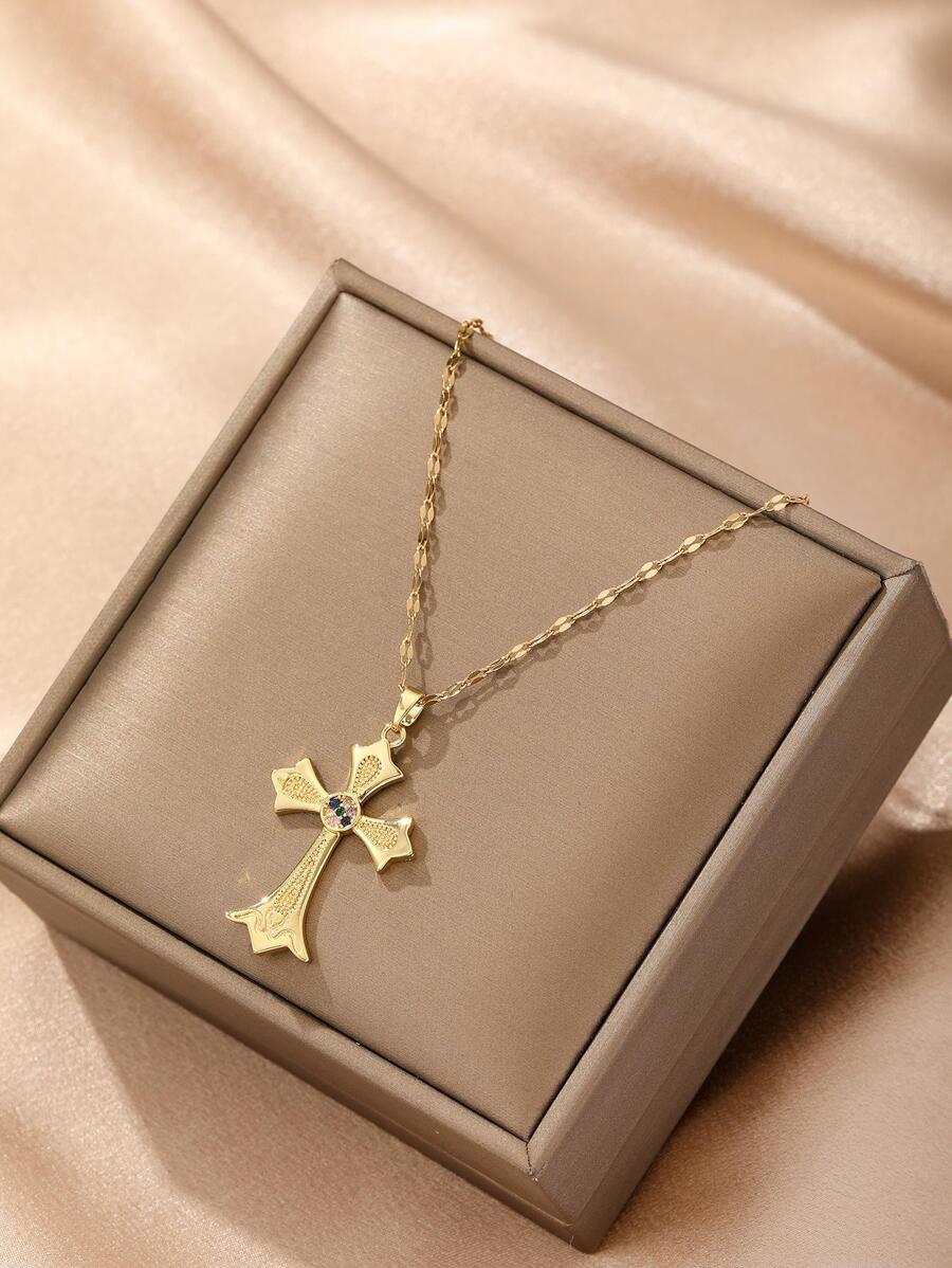 Vòng cổ mặt dây chuyền chữ thập - Vàng - Xem 1