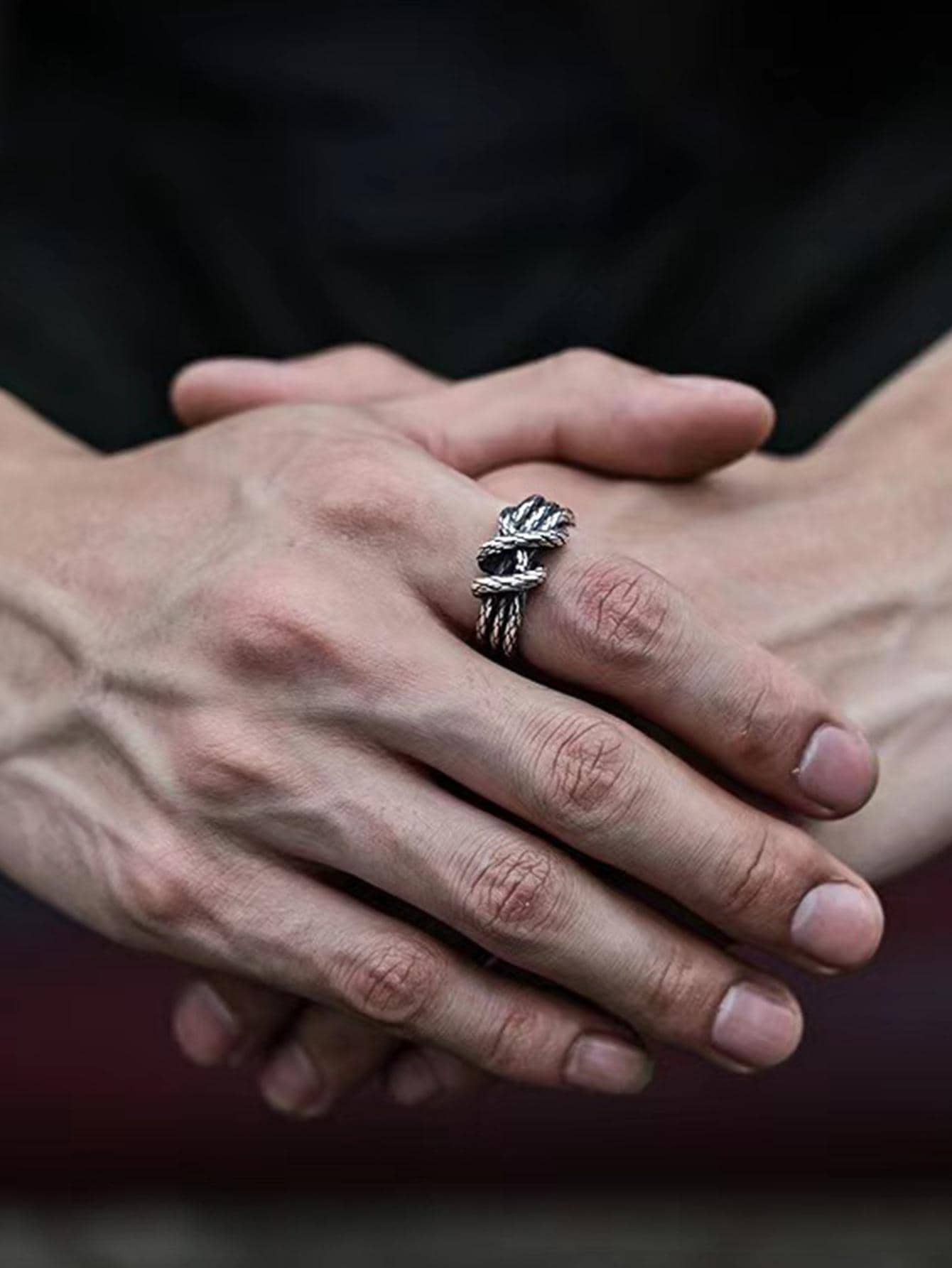 Men Knot Decor Ring, For Jewelry Gift And Party - Antique Silver - View 1