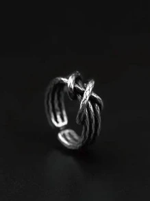 Men Knot Decor Ring, For Jewelry Gift And Party - Antique Silver - View 4