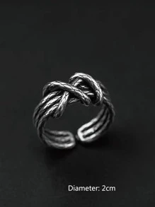 Men Knot Decor Ring, For Jewelry Gift And Party - Antique Silver - View 3