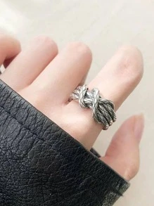 Men Knot Decor Ring, For Jewelry Gift And Party - Antique Silver - View 5