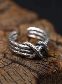 Men Knot Decor Ring, For Jewelry Gift And Party - Antique Silver - View 7