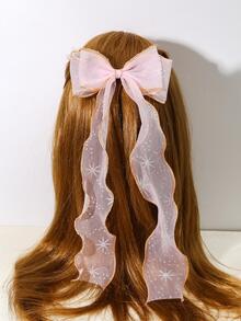 1入組女孩蝴蝶結裝飾鴨嘴夾適用於頭髮裝飾用品