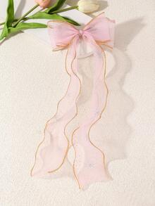 1入組女孩蝴蝶結裝飾鴨嘴夾適用於頭髮裝飾用品