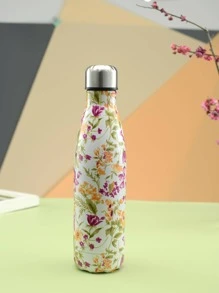 1入組不銹鋼絕緣現代花朵圖案便攜保溫瓶適用於戶外 - 彩色 - 查看 1