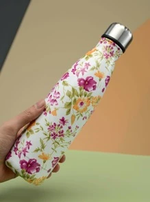 1入組不銹鋼絕緣現代花朵圖案便攜保溫瓶適用於戶外 - 彩色 - 查看 2