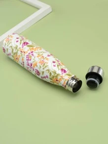 1入組不銹鋼絕緣現代花朵圖案便攜保溫瓶適用於戶外 - 彩色 - 查看 3